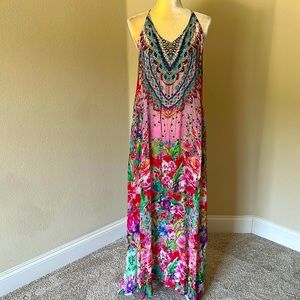 NWT True Colours by La Moda Clothing silk dress coverup, sz S/M